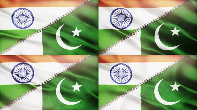 印度和巴基斯坦国旗一起挥舞