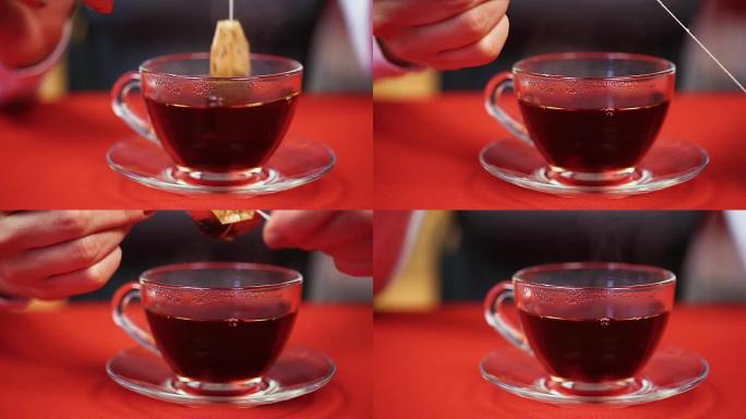 红茶的制备过程。女人用