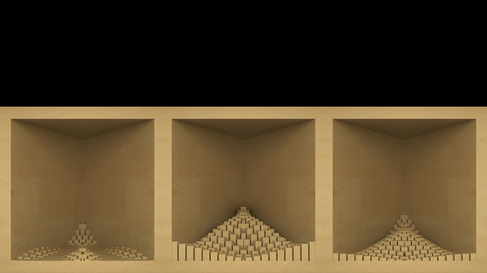 【裸眼3D】原木方柱曲线凹凸几何艺术空间
