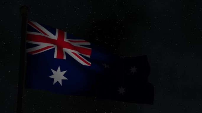 夜间动画无缝循环国旗-澳大利亚