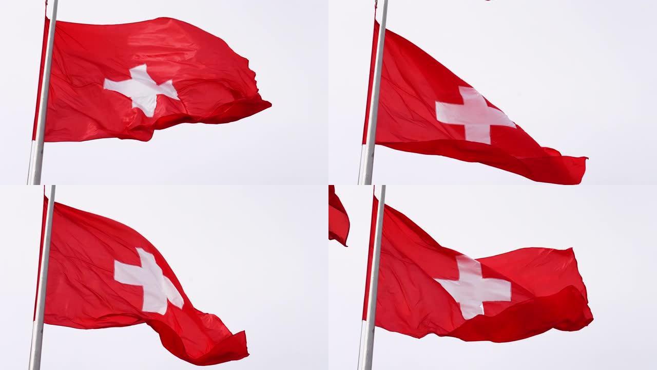 卢塞恩的4k瑞士国旗