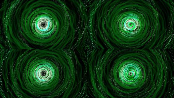 螺旋绿色抽象飞行进入空虚隧道动画。
