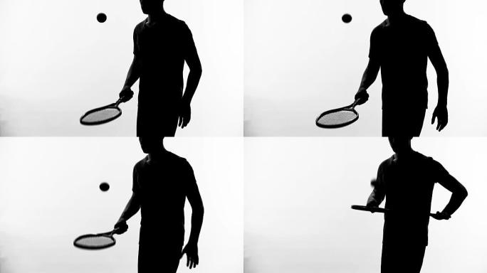 网球运动员剪影练习反应