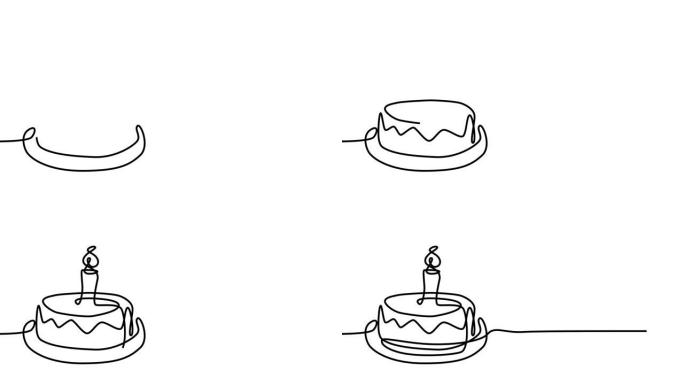 用我们的素描动画股票视频实现你的生日愿望。生日蛋糕在一个连续的生产线中栩栩如生，为您的庆祝项目带来了