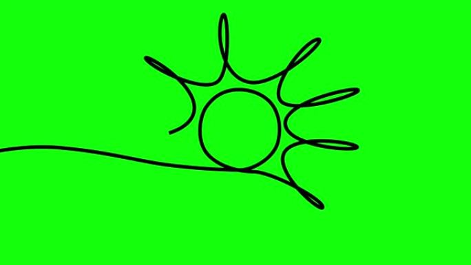 这个股票视频以素描风格的迷人的2D太阳轮廓动画为特色。凭借其极简主义的设计和流畅的运动，它非常适合为