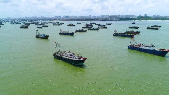 北海开海节 渔船出海 北部湾 廉州湾航拍