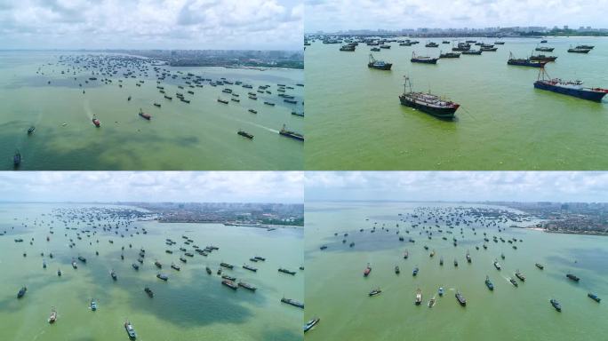 北海开海节 渔船出海 北部湾 廉州湾航拍