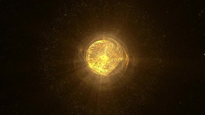 金球抽象动画粒子背景。能量等离子球。