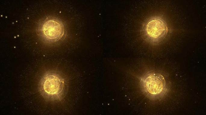 金球抽象动画粒子背景。能量等离子球。