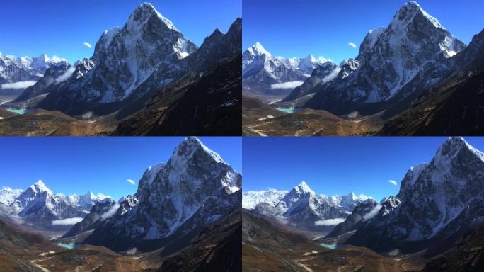 从尼泊尔的珠穆朗玛峰大本营看山脊和冰川上的山脉