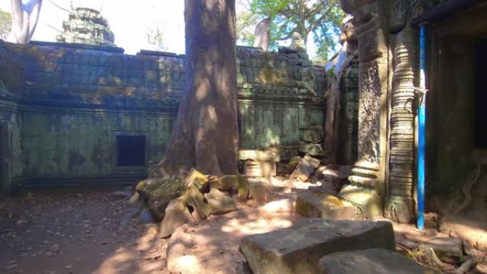 神秘的古代遗迹Preah Khan寺-柬埔寨著名的地标，吴哥窟的寺庙建筑群。柬埔寨暹粒。