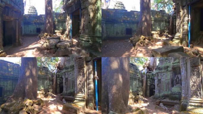 神秘的古代遗迹Preah Khan寺-柬埔寨著名的地标，吴哥窟的寺庙建筑群。柬埔寨暹粒。