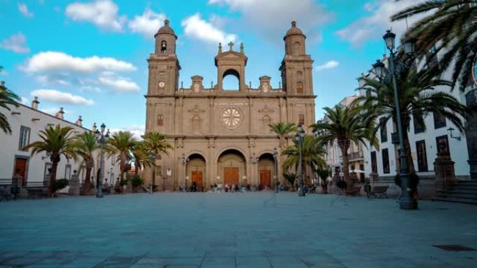 大加那利岛拉斯帕尔马斯的圣安娜维格塔大教堂的延时