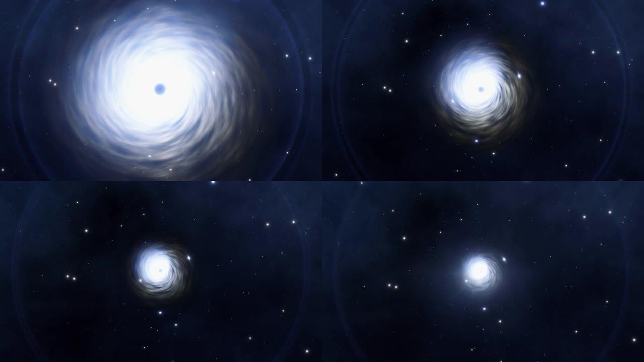 黑洞动画，喷射流可视化，太空飞行4K