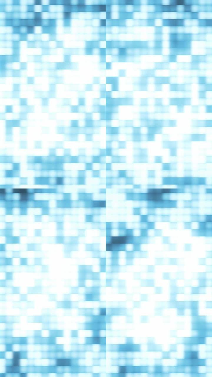 马赛克灯光显示模糊，彩色正方形，抽象像素化网格背景，抽象正方形蓝色背景。