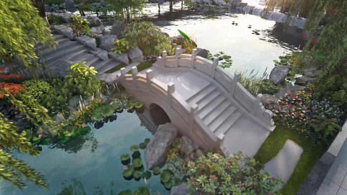 新中式住宅园林景观三维镜头