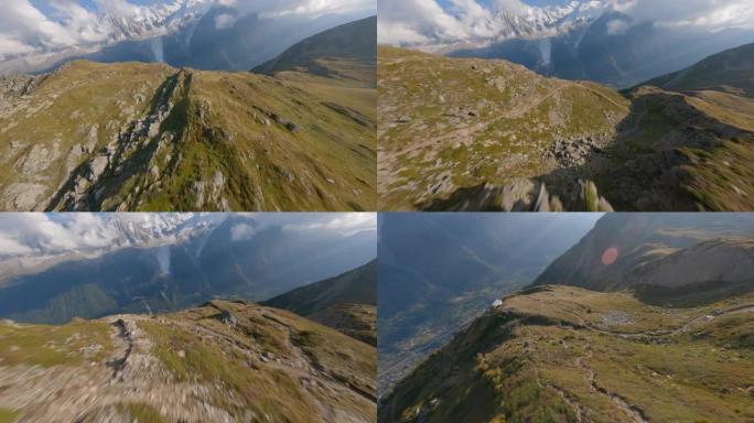 空中无人机拍摄崎mountain的山脉景观