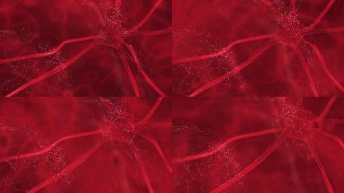 艺术复制空间概念3d神经元细胞红色运动背景