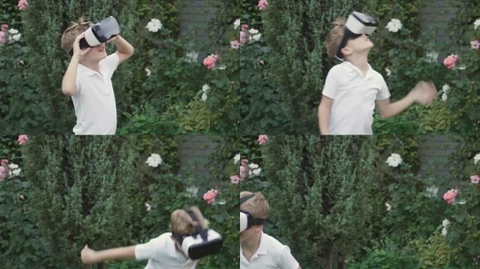 小男孩使用虚拟现实眼镜
