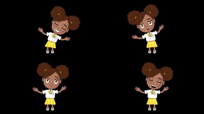 女孩唱歌跳舞动画角色说话头循环阿尔法卡通化身