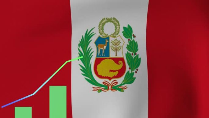 趋势增加的图表覆盖在秘鲁国旗上