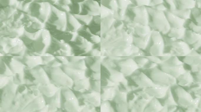绿色日霜表面的侧视图宏观转盘拍摄