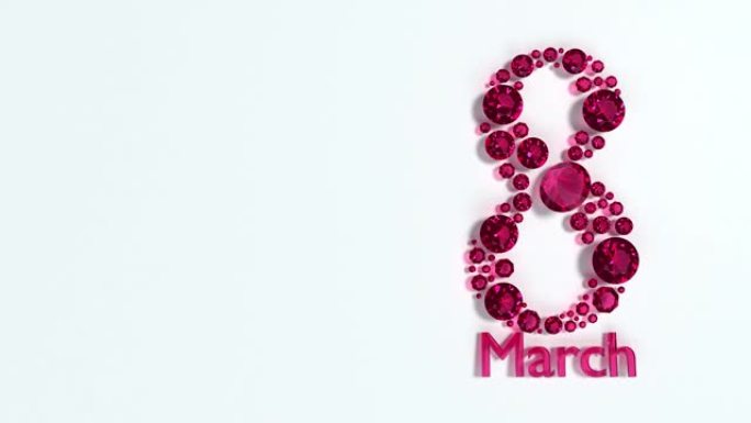 钻石创造了8号，以4k分辨率庆祝3月8日白色动画国际妇女节