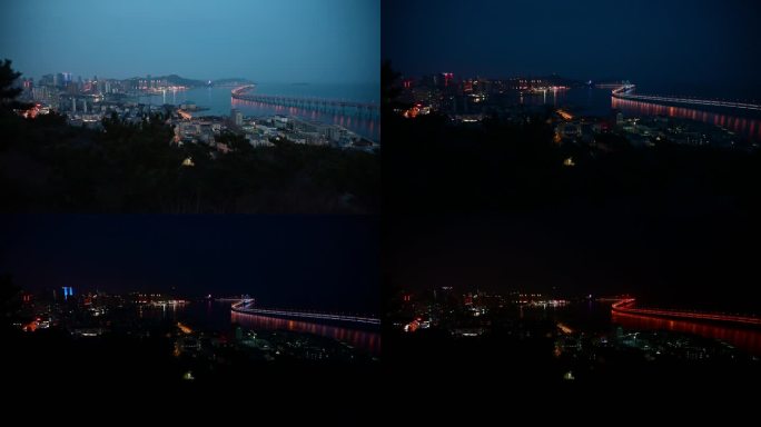 实拍4K大连沿海全景星海跨海大桥延迟拍摄