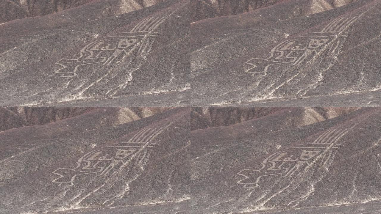 在秘鲁南部纳斯卡沙漠的土壤中制成的Palpa geoglyphs组上代表萨满的人类雕像