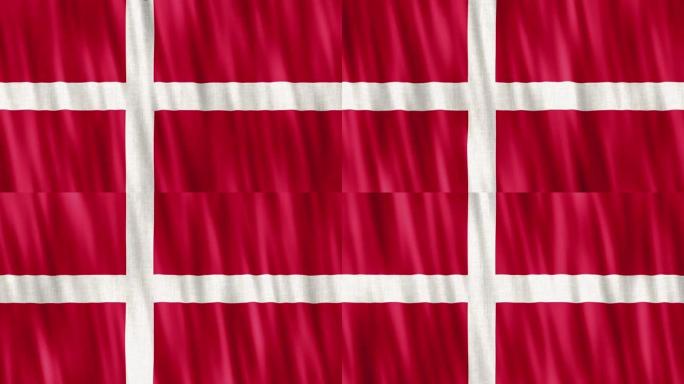 丹麦国旗。无缝循环动画特写挥手。