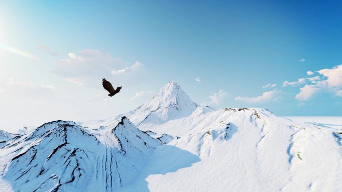 雄鹰老鹰鹰飞过飞向雪山山顶大气壮观开场