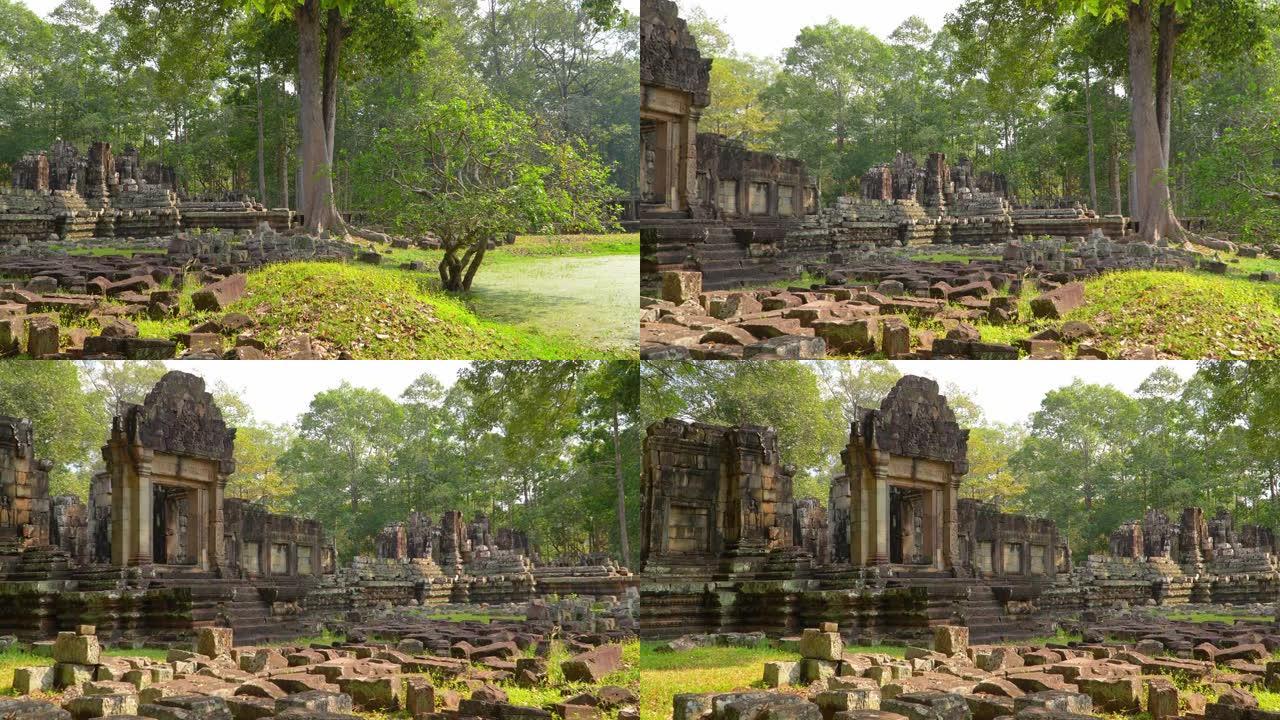 神秘的古代遗迹Preah Khan寺-柬埔寨著名的地标，吴哥窟的寺庙建筑群。柬埔寨暹粒。