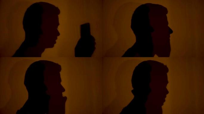 男性影子打电话和打电话，商务对话，交流