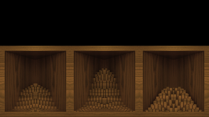 【裸眼3D】原木几何方柱曲线凹凸木纹空间