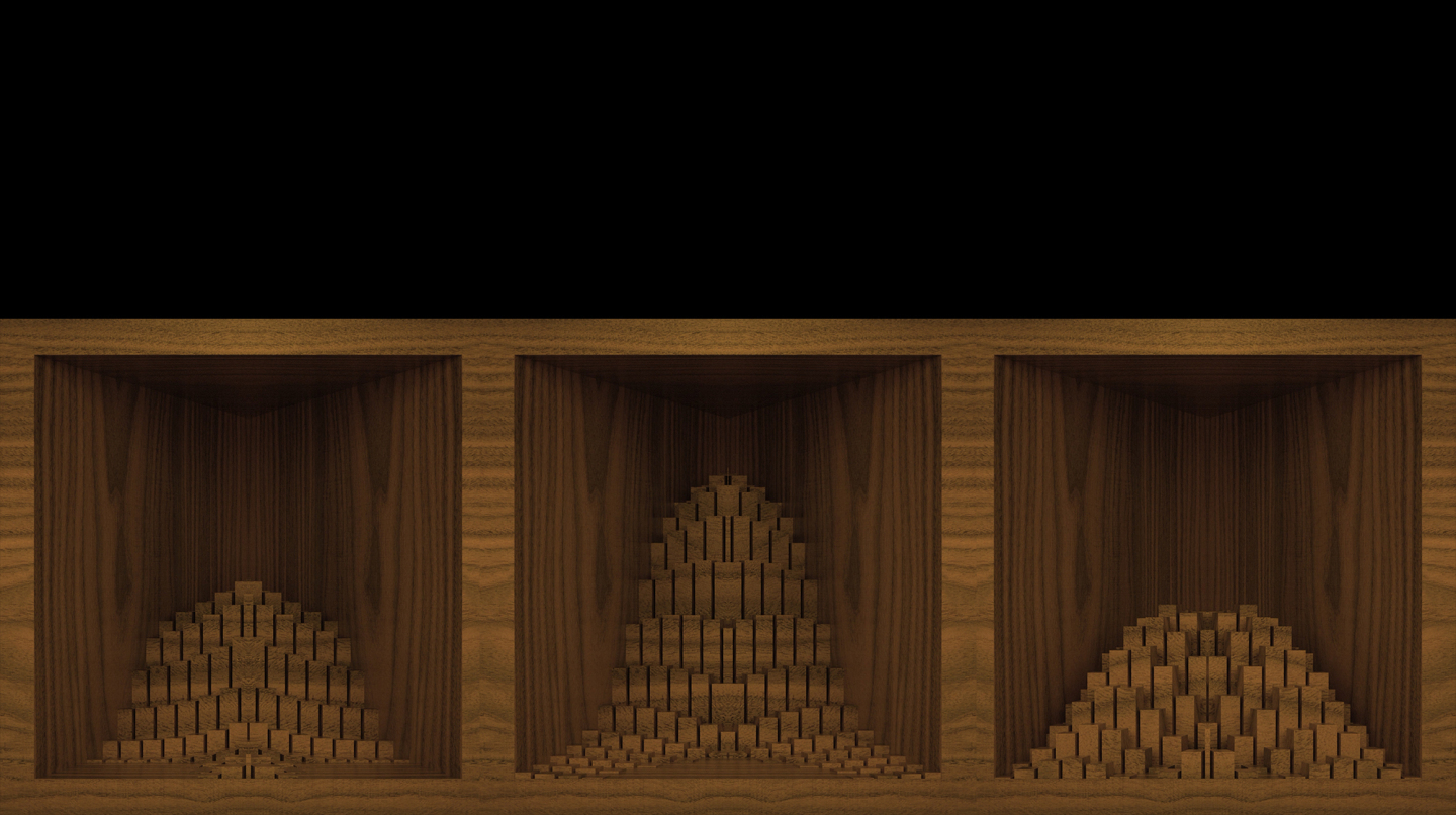 【裸眼3D】原木几何方柱曲线凹凸木纹空间
