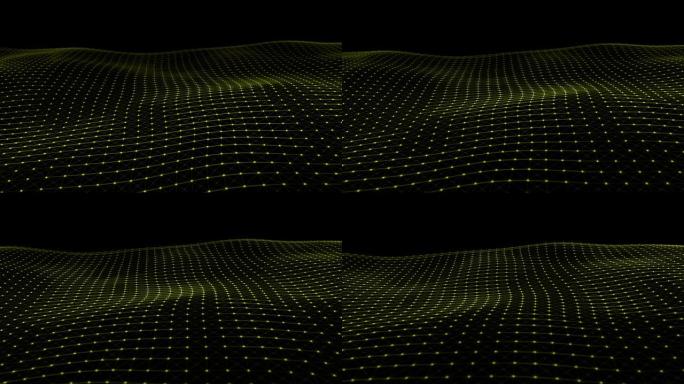 黄点、线、丛的移动表面。抽象3d纹理背景。连接的概念，未来，空间，空间，星球。