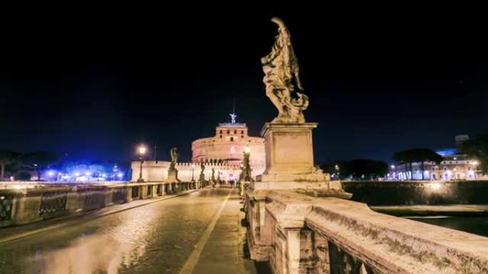 意大利罗马圣天使桥的延时