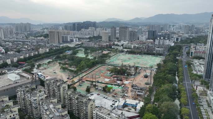 福州城市建设楼盘开发建筑工地航拍工程建设