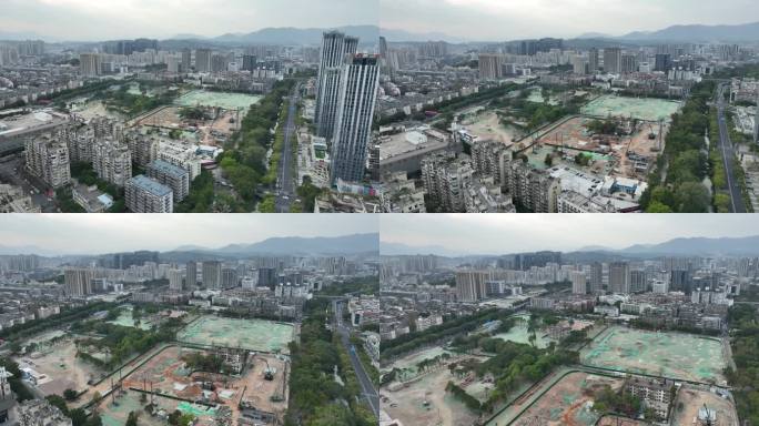 福州城市建设楼盘开发建筑工地航拍工程建设