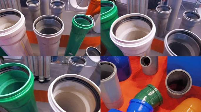 不同直径和不同颜色的塑料管道样品