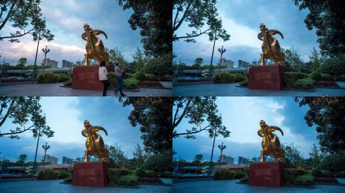 金牛城市地标夜景车流