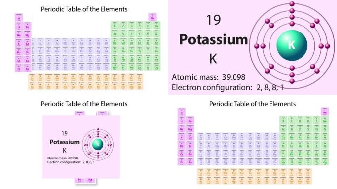 元素周期表的钾 (K) 符号化学元素