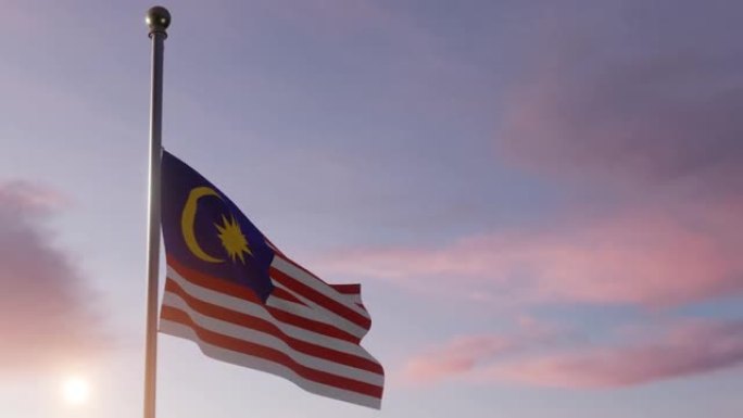 动画国旗在太阳升起-马来西亚