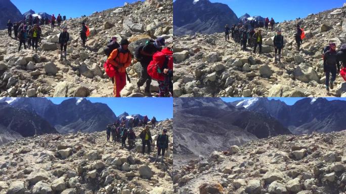 珠穆朗玛峰大本营，在尼泊尔徒步旅行