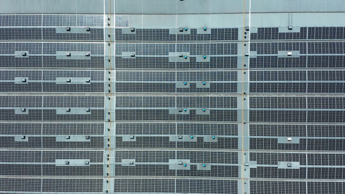 太阳能电池板新能源工厂航拍