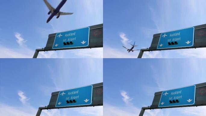 飞机飞越奥克兰机场标志