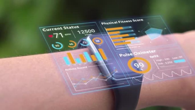 智能手表上的未来全息图信息显示