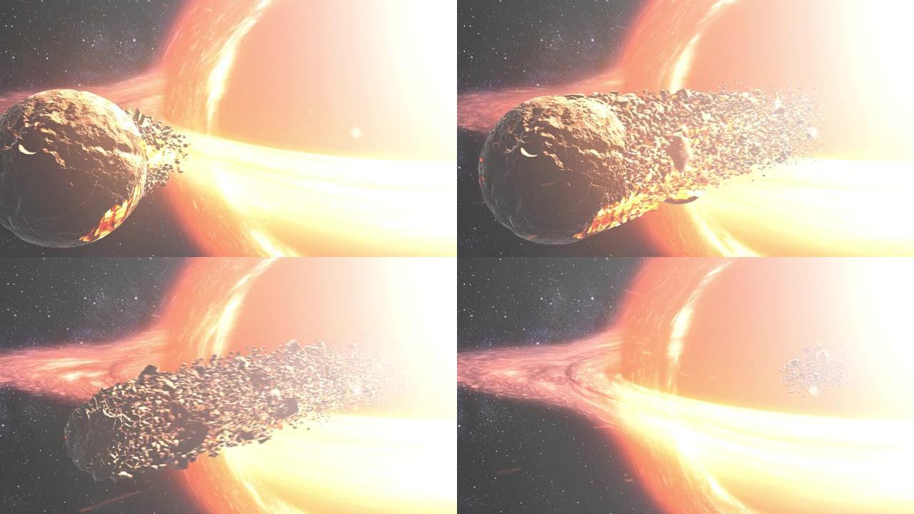超大质量黑洞拉动深空崩解行星。