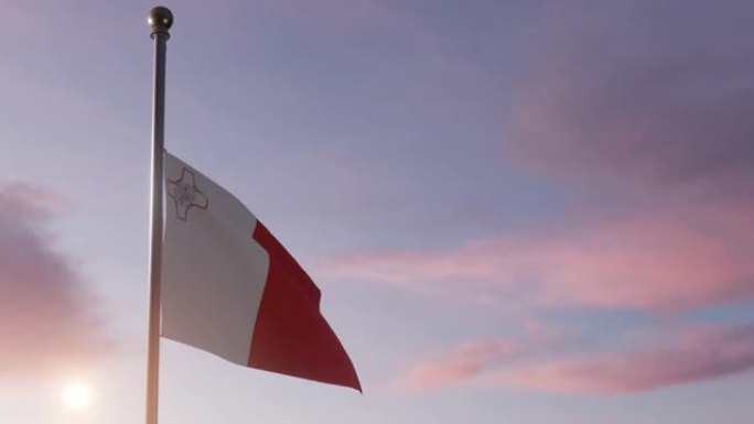 阳光下的动画国旗-马耳他