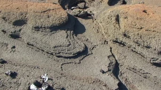 加拉帕戈斯群岛间歇泉谷中的硬沙质土壤。